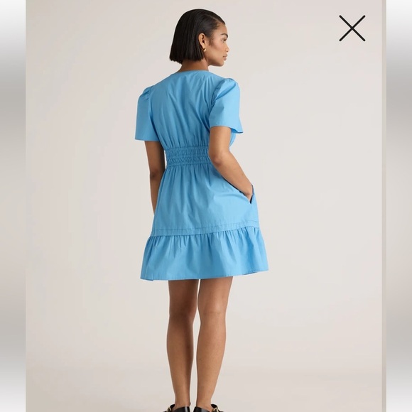 Quince 100% Organic Cotton Poplin Tiered Mini Dress blue size large - Picture 15 of 15
